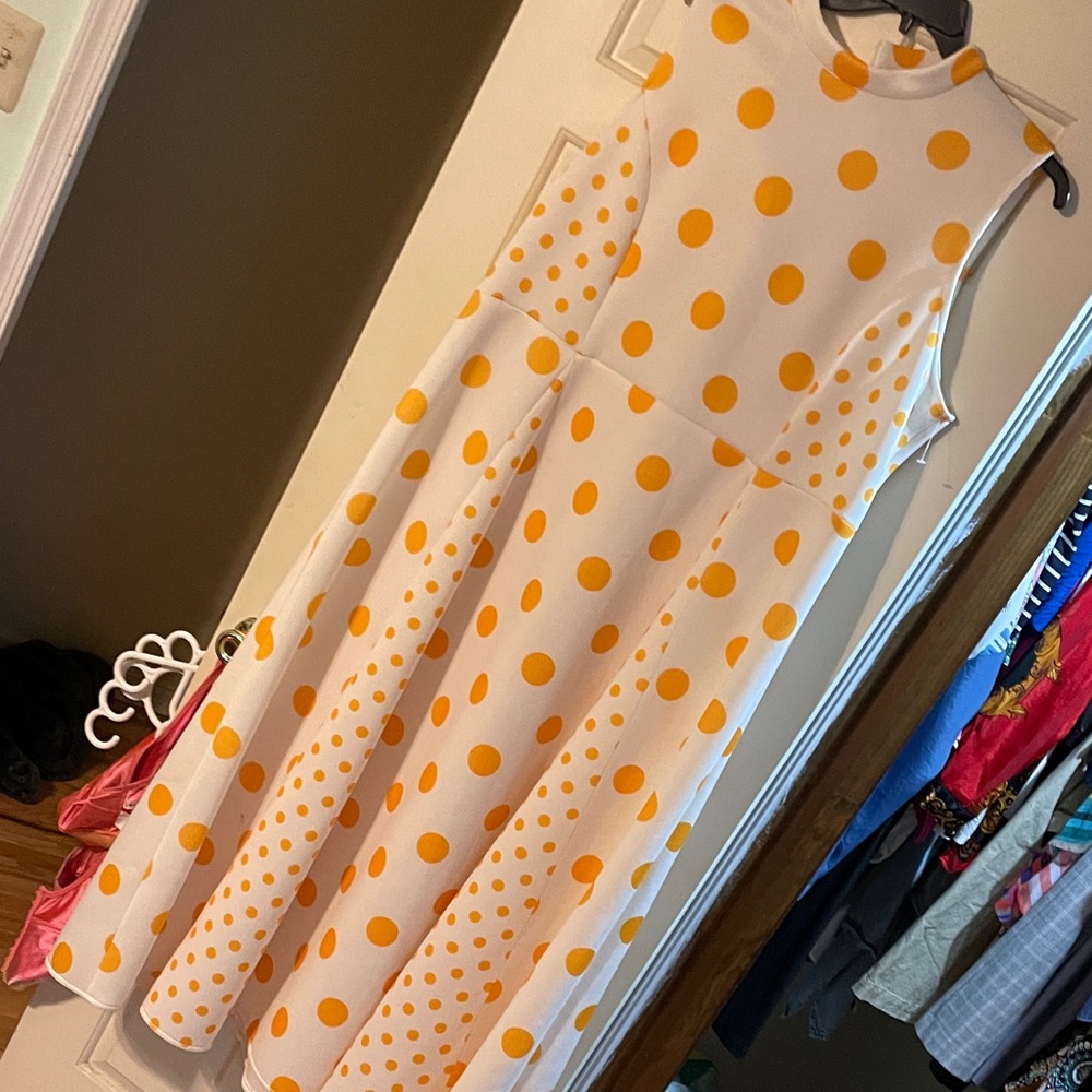 White Dress with Orange Polka Dots